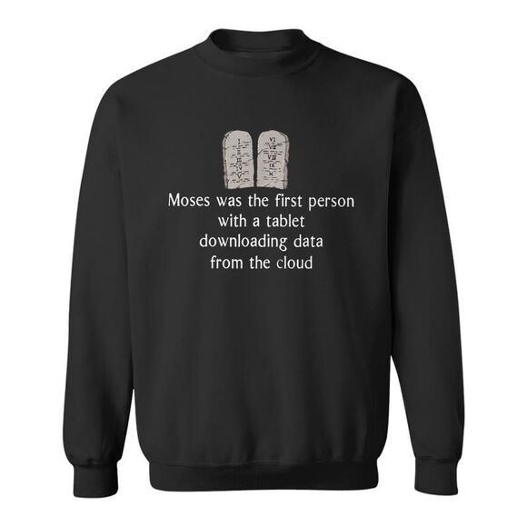 Moses Tablet Sweatshirt – Funny Graphic, Gildan Heavy Blend Size S, Pullover - Picture 6 of 13